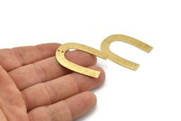 Brass Geometric Charm, 12 Raw Brass Textured U Shaped Pendants With 2 Holes, Charms, Findings (35x27x0.50mm) D0751