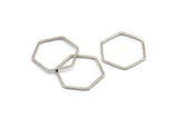 Silver Hexagon Charm, 50 Silver Tone Hexagon Shaped Ring Charms (18x0.80mm) BS 2375