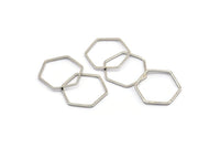 Silver Hexagon Charm, 50 Silver Tone Hexagon Shaped Ring Charms (18x0.80mm) BS 2375