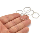 Silver Hexagon Charm, 50 Silver Tone Hexagon Shaped Ring Charms (18x0.80mm) BS 2375
