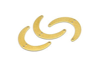 Brass Moon Charm, 24 Raw Brass Crescent Moon Charms With 4 Holes, Connectors (28x19x0.60mm) D914