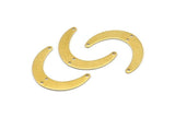 Brass Moon Charm, 24 Raw Brass Crescent Moon Charms With 4 Holes, Connectors (28x19x0.60mm) D914