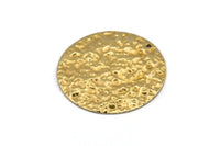 Brass Disc Charm, 10 Hammered Raw Brass Round Charms With 1 Hole, Earrings, Findings (30x0.70mm) D974