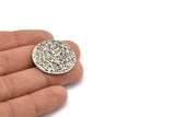 Silver Disc Charm, 6 Hammered Antique Silver Plated Brass Round Charms With 1 Hole, Earrings, Findings (30x0.70mm) D974 H1061