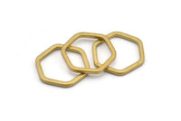 Brass Hexagon Connector, 12 Raw Brass Hexagon Connector Rings (22x2x2mm) D0135