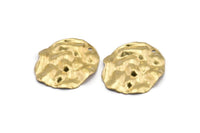 Brass Wavy Disc, 8 Raw Brass Wavy Disc Charms With 1 Hole, Earrings, Pendants, Findings (35x30x0.60mm) D0748
