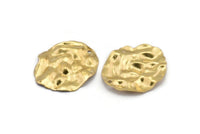 Brass Wavy Disc, 8 Raw Brass Wavy Disc Charms With 1 Hole, Earrings, Pendants, Findings (35x30x0.60mm) D0748