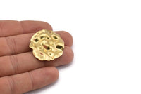 Brass Wavy Disc, 8 Raw Brass Wavy Disc Charms With 1 Hole, Earrings, Pendants, Findings (35x30x0.60mm) D0748