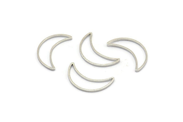 Silver Moon Connector, 50 Silver Tone Moon Connectors (17x5x1mm) BS 2116