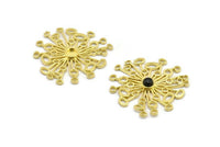 Brass Molecule Charm, 2 Raw Brass, Molecule Charms, Brass Pendants - Pad Size 4mm (33mm) N1395