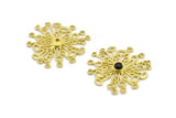 Brass Molecule Charm, 2 Raw Brass, Molecule Charms, Brass Pendants - Pad Size 4mm (33mm) N1395
