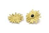 Brass Sun Earring, 2 Raw Brass Sunshine Stud Earrings - Pad Size 6mm N0705