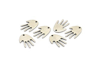 Silver Hand Charm, 12 Antique Silver Plated Brass Hand Charms With 1 Hole, Earrings, Findings (17x11x1mm) D946 H1032