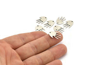 Silver Hand Charm, 12 Antique Silver Plated Brass Hand Charms With 1 Hole, Earrings, Findings (17x11x1mm) D946 H1032