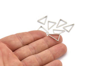 Silver Triangle Charm, 24 Silver Tone Triangle Ring Charms (16x12x1.2mm) BS 2158