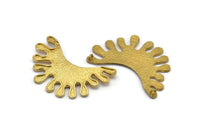 Brass Ethnic Pendant, 2 Raw Brass Ethnic Motif Pendants With 2 Loops (45x20x1.5mm) V093