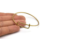 Brass Charm Bracelet, 5 Raw Brass Charm Bangle, Charm Bracelets (59x9x1.6mm) V056