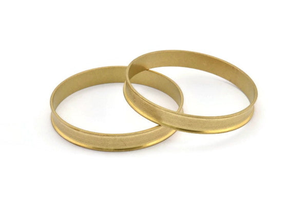 Brass Channel Bracelet - Raw Brass Channel Bangle Settings -Glue On- (10x66.5mm) V033