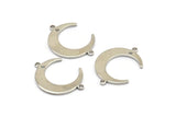 Silver Moon Charms, 12 Silver Tone Crescent Moon Charms With 1 Hole And 2 Loops, Pendants, Earrings (22x16.5x4.5x1mm) BS 2090 H0594