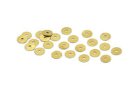 Middle Hole Disc, 100 Raw Brass Round Discs, Charms, Findings (6mm) Brs81 A0439