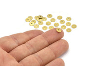 Middle Hole Disc, 100 Raw Brass Round Discs, Charms, Findings (6mm) Brs81 A0439