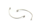 Semi Circle Wire Connector, 12 Antique Silver Plated Brass Semi Circle Wire Pendant With 2 Holes (35x1mm) BS 2141 H1054