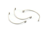 Semi Circle Wire Connector, 12 Antique Silver Plated Brass Semi Circle Wire Pendant With 2 Holes (35x1mm) BS 2141 H1054