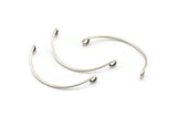 Semi Circle Wire Connector, 12 Antique Silver Plated Brass Semi Circle Wire Pendant With 2 Holes (35x1mm) BS 2141 H1054