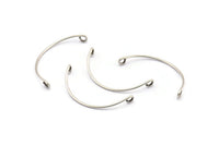 Semi Circle Wire Connector, 12 Antique Silver Plated Brass Semi Circle Wire Pendant With 2 Holes (35x1mm) BS 2141 H1054