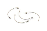 Semi Circle Wire Connector, 12 Antique Silver Plated Brass Semi Circle Wire Pendant With 2 Holes (35x1mm) BS 2141 H1054