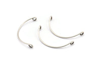 Semi Circle Wire Connector, 12 Antique Silver Plated Brass Semi Circle Wire Pendant With 2 Holes (35x1mm) BS 2141 H1054