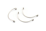 Semi Circle Wire Connector, 12 Antique Silver Plated Brass Semi Circle Wire Pendant With 2 Holes (35x1mm) BS 2141 H1054