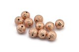 Rose Gold Ball Bead, 6 Rose Gold Plated Brass Spacer Beads, Findings (12mm) D968 Q0925