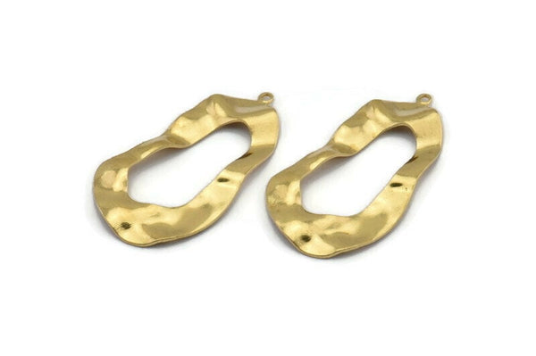Brass Drop Charm, 12 Raw Brass Irregular Charms With 1 Loop, Earrings, Pendants, Findings (32x18x0.60mm) D1260