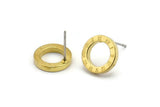 Brass Circle Earring, 6 Raw Brass Roman Numerals Stud Earrings (12x2mm) Bs 2177 A1174