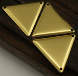 Bohemian Trinagle Charm, 50 Raw Brass Triangle Charms with 2 Holes (22x25mm) Brs 3014 A0052