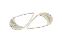 Silver Drop Connector, 4 Antique Silver Plated Brass Textured Drop Connectors With 3 Holes, Findings (59x35x0.60mm) D0719 H0799