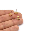 Ear Studs For Chaton, 50 Stainless Steel Earring Posts With Raw Brass 5mm Pad, Ear Studs For Chaton Rhinestone Bs-1253