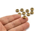 Silicone And Brass Bead Keeper, 12 Raw Brass Bead Keeper, Silicone And Brass, Rondelle (9x4mm) Y264
