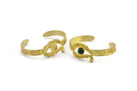 Brass Eye Cuff, Raw Brass Eye Shaped Bracelet Stone Setting With 1 Pad - Pad Size 8mm N1778