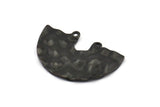 Semi Circle Charm, 4 Hammered Oxidized Black Brass Semi Circle Charm Pendants With 2 Holes (33x22x0.80mm) D0673 S1011