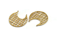 Brass Ethnic Pendant, 1 Raw Brass Ethnic Pendants With 2 Loops (41x2mm) E246