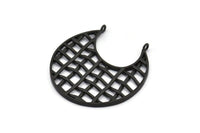Black Ethnic Pendant, 1 Oxidized Brass Black Ethnic Pendants With 2 Loops (41x2mm) E246 S362
