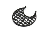 Black Ethnic Pendant, 1 Oxidized Brass Black Ethnic Pendants With 2 Loops (41x2mm) E246 S362