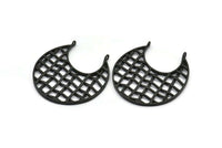 Black Ethnic Pendant, 1 Oxidized Brass Black Ethnic Pendants With 2 Loops (41x2mm) E246 S362