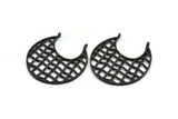 Black Ethnic Pendant, 1 Oxidized Brass Black Ethnic Pendants With 2 Loops (41x2mm) E246 S362