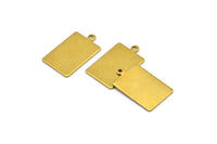 Brass Rectangle Pendant, 12 Raw Brass Rectangle Stamping Blank Pendants with 1 Loop, Charms, Earrings (23x14x0.80mm) B0317