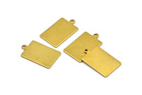 Brass Rectangle Pendant, 12 Raw Brass Rectangle Stamping Blank Pendants with 1 Loop, Charms, Earrings (23x14x0.80mm) B0317