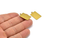 Brass Rectangle Pendant, 12 Raw Brass Rectangle Stamping Blank Pendants with 1 Loop, Charms, Earrings (23x14x0.80mm) B0317
