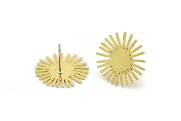 Earring Studs, 8 Raw Brass - Irregular Shaped Stud Earrings - Brass Earrings - Earrings (17x0.60mm) A2965